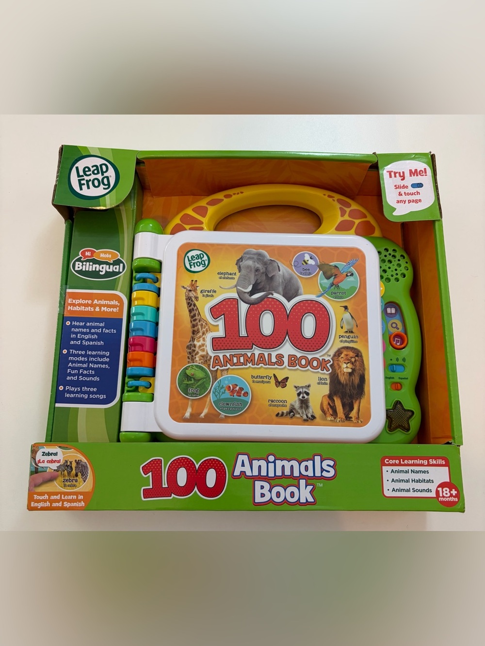 LeapFrog 100 Animals Book Interactive Bilingual Educational Toddler Toy NIB
